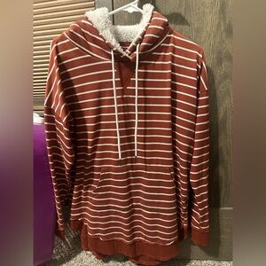 Maurices Burnt Orange and White Striped Women's Hoodie